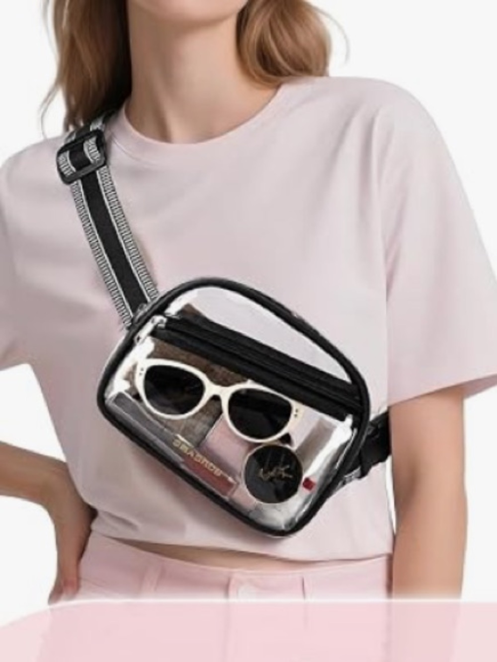 Clear Black Trim Crossbody Fanny Pack - Nee